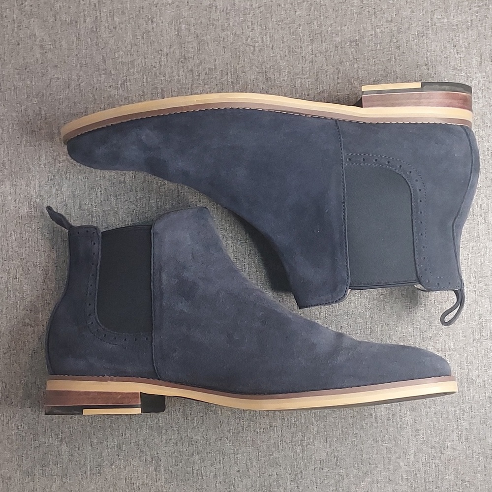 Johnston & Murphy Navy Blue Suede Pull-On Chelsea Boot 59-1276 Shoe Size US 10.5